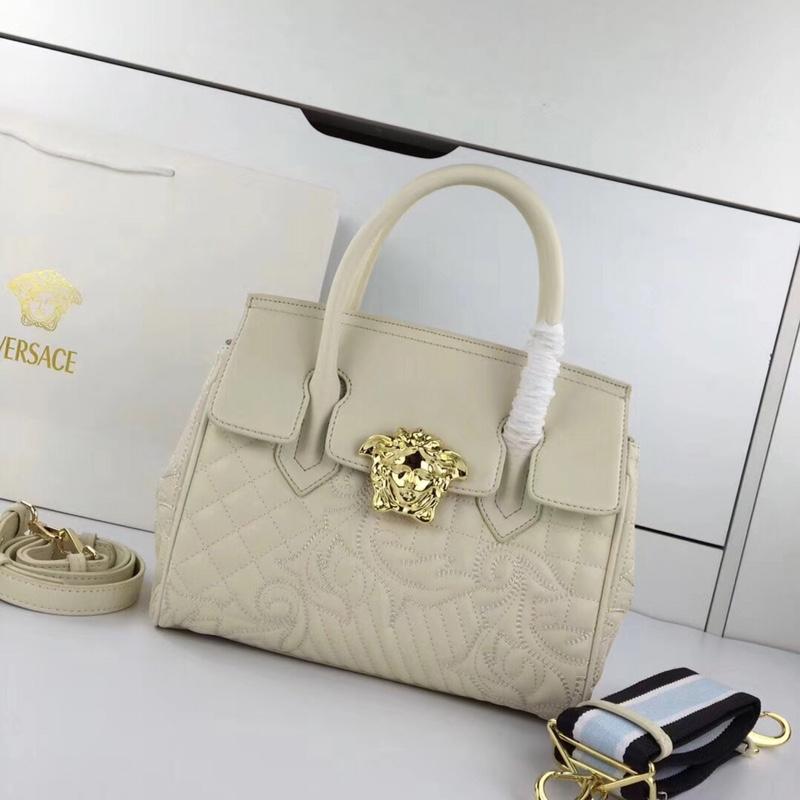 Versace Chain Handbags DBFF452 full leather embroidered white